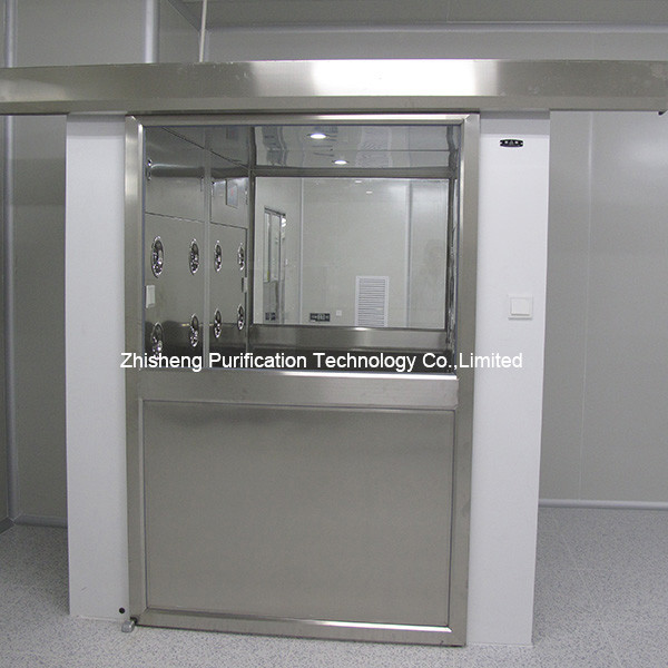 Tunnel automatique de douche d'air de 304 portes coulissantes d'acier inoxydable de feuille simple pour des matériaux dans la chambre propre 1